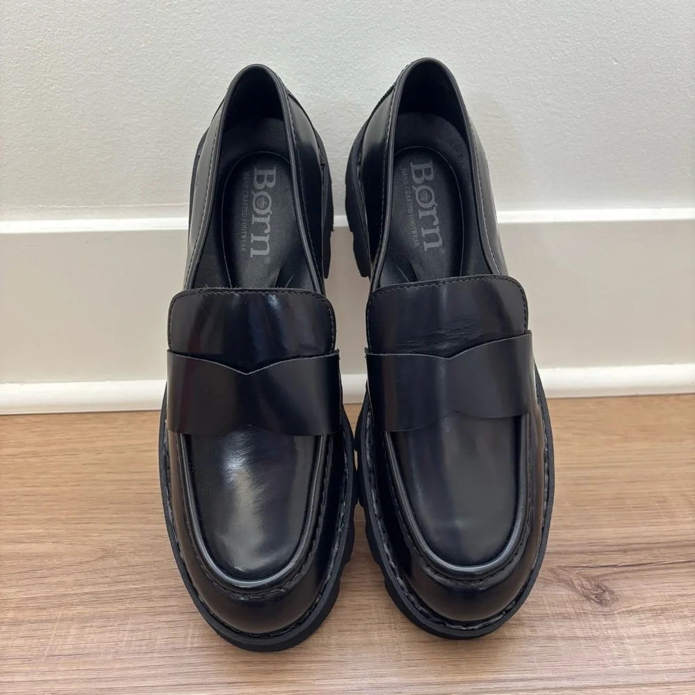 Born Sigge Black Leather Loafers Women Size 9.5 - Picture 2 of 10